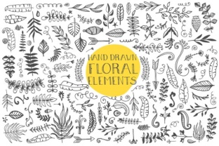 120 Hand Drawn Floral Elements: A Versatile Toolkit for Modern Design Projects