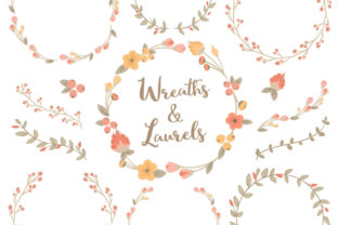 Antique Peach Floral Laurels and Wreaths: Timeless Elegance for Creative Projects