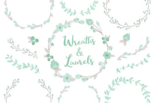 Mint W Grey Floral Laurels & Wreaths: Timeless Design Elements for Print and Digital