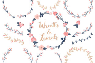 Navy Blush Floral Laurals and Wreaths: A Versatile Design Asset for Print and Digital Projects