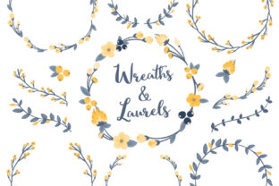 Navy Lemon Floral Laurels & Wreaths: Timeless Design Elements for Print & Digital