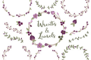 Plum Floral Laurels & Wreaths: Soft, Versatile Design Elements