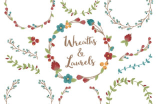 Retro Bold Floral Laurels & Wreaths