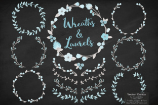 Soft Blue W Grey Floral Laurals and Wreaths: Seamless Integration into Creative and Professional Workflows